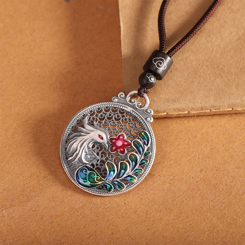 Buddha Stones 990 Sterling Silver Phoenix Luck Protection Necklace Pendant Necklaces & Pendants BS 1