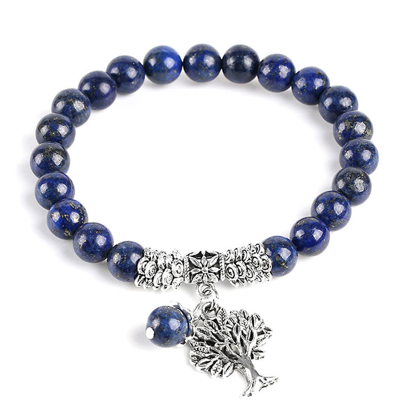 Buddha Stones Natural Gemstone Tree of Life Lucky Charm Stretch Bracelet Bracelet BS Lazurite