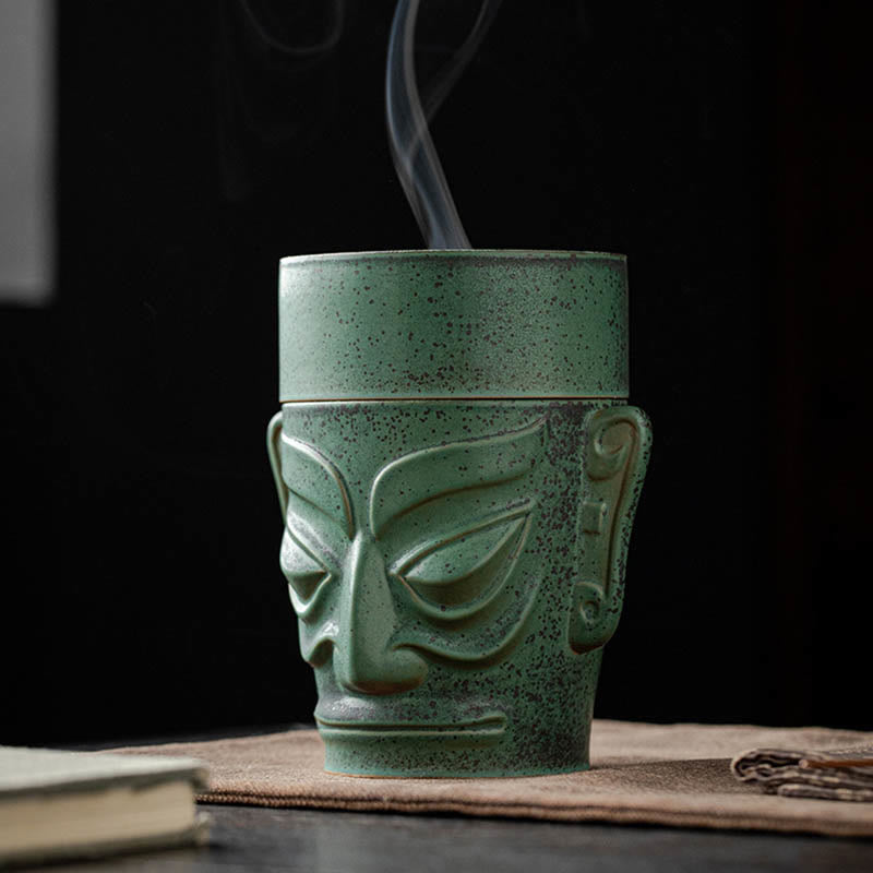 Buddha Stones Bronze Age Relics Sanxingdui Mask Three Star Mound Ceramic Healing Incense Burner Incense Burner BS 3