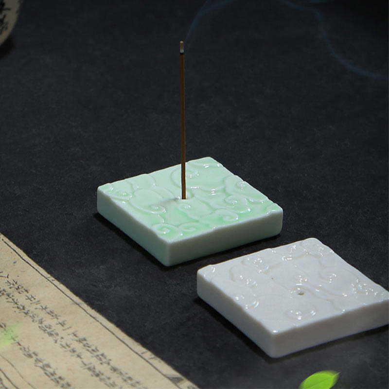 Buddha Stones Mini Auspicious Clouds Design Healing Stick Ceramic Small Incense Burner Decoration Incense Burner BS 9