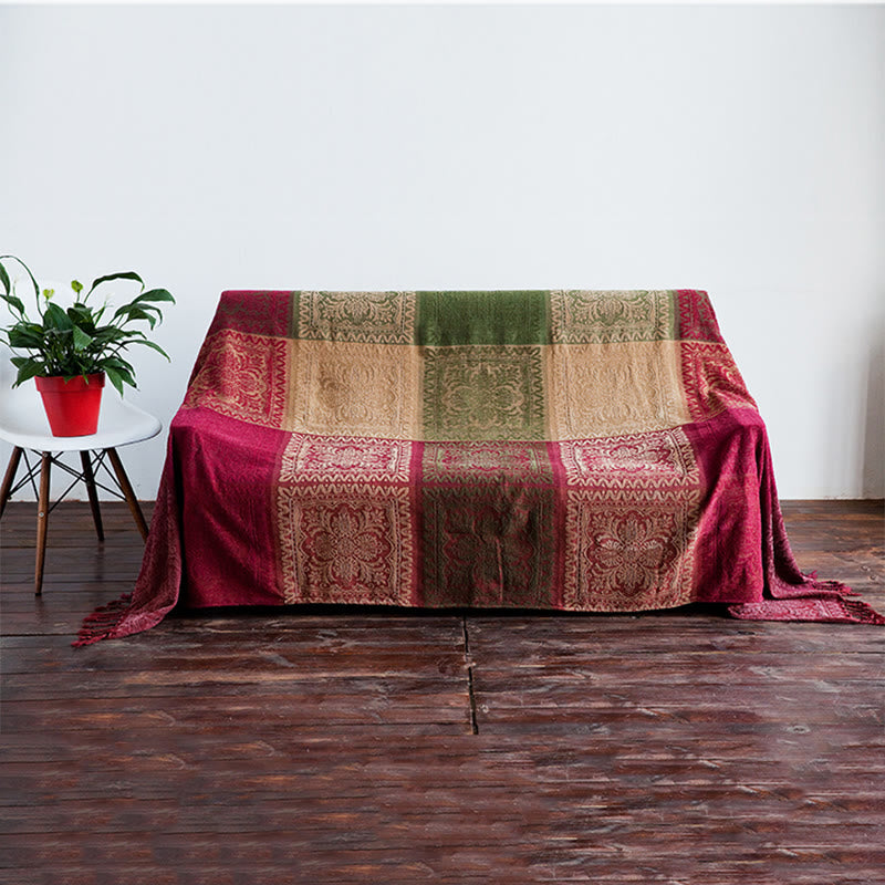 Buddha Stones Tibetan Multicolored Flower Pattern Hand-Dyed Blanket Blanket BS 5
