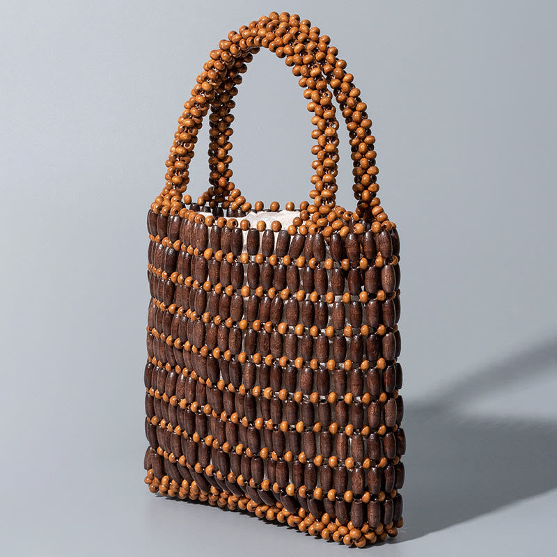 Buddha Stones Hand-woven Wooden Beads Handbag Handbags BS 2