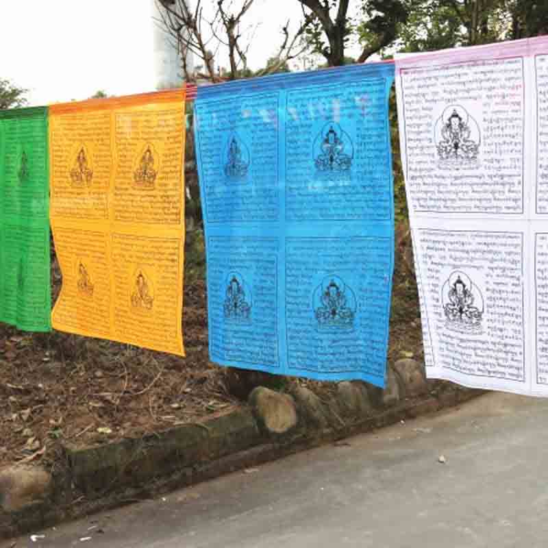 Buddha Stones Tibetan 5 Colors Windhorse Auspicious Outdoor 25 Pcs Prayer Flag TIBETAN PRAYER FLAGS buddhastoneshop 3