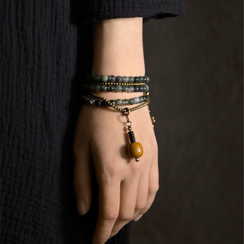 Buddha Stones Moss Agate Copper Lucky Multilayer Bracelet Bracelet BS 4