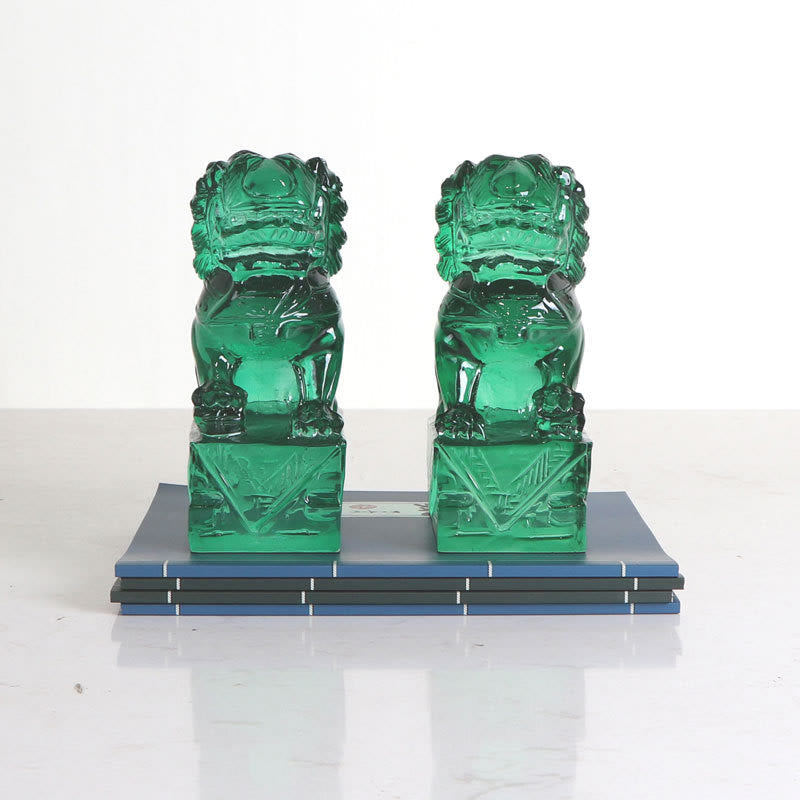 Buddha Stones 2Pcs Lion Statue Courage Strength Resin Home Office Decoration Decorations BS 13
