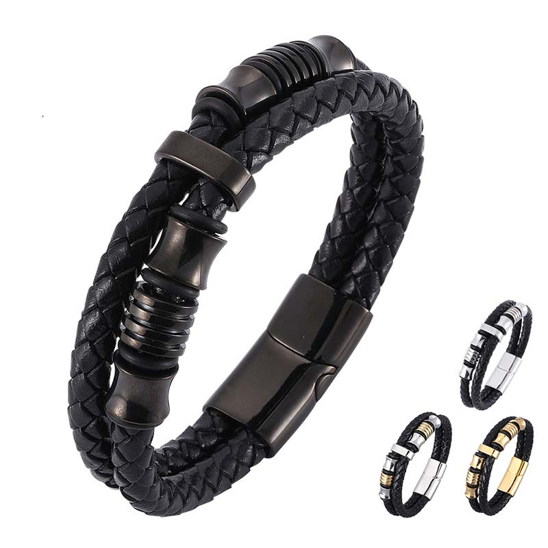 Buddha Stones Layered Leather Weave Fortune Bracelet Bracelet BS 2