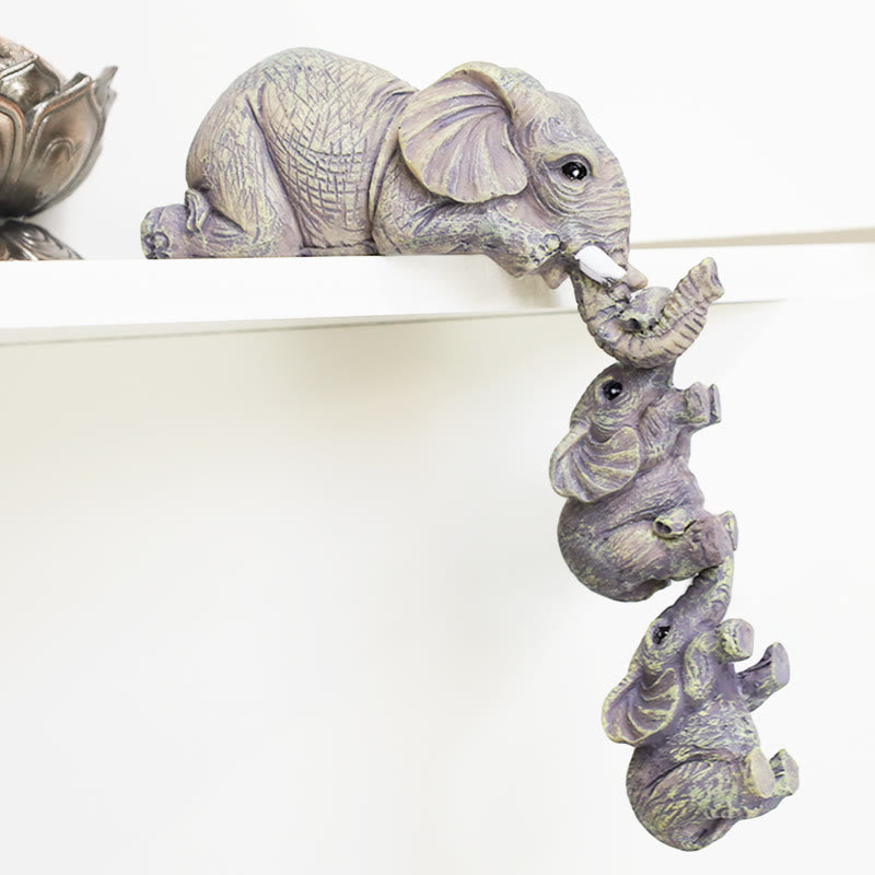 Buddha Stones 3pcs Feng Shui Elephant Sitter Figurines Wealth Figurine Home Decoration Decorations BS main