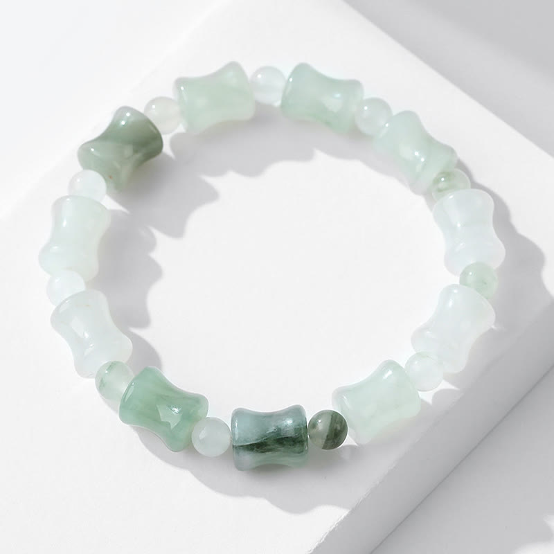 Buddha Stones Jade Coconut Shell Bamboo Pattern Abundance Luck Bracelet Bracelet BS 8