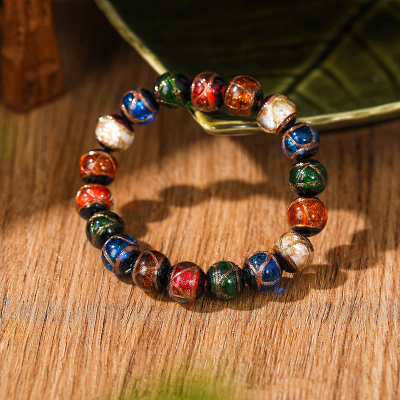 Buddha Stones Tibetan Classic Liuli Glass Bead Luck Wealth Bracelet - image 3