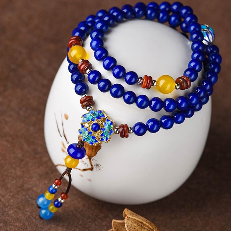 Buddha Stones Lazurite Yellow Agate Positive Bracelet - image 5