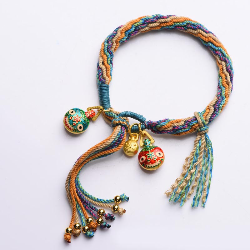 Buddha Stones Gold Swallowing Beast Family Luck Reincarnation Knot Braid Colorful String Bracelet Bracelet BS 10