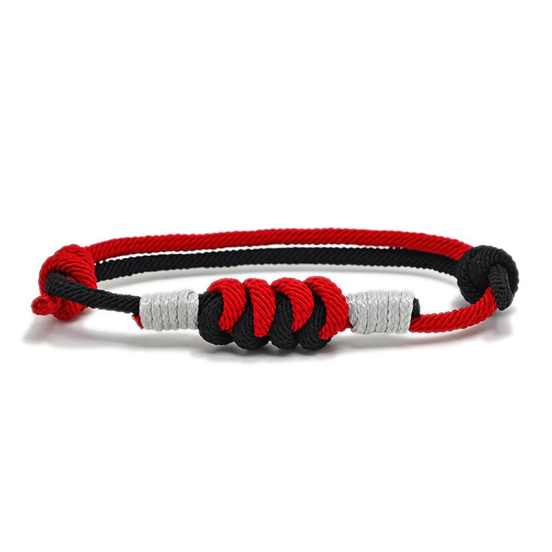 Buddha Stones Simple Design King Kong Knot Strength Braid String Bracelet Bracelet BS Red&Black(Bracelet Size 15-25cm)