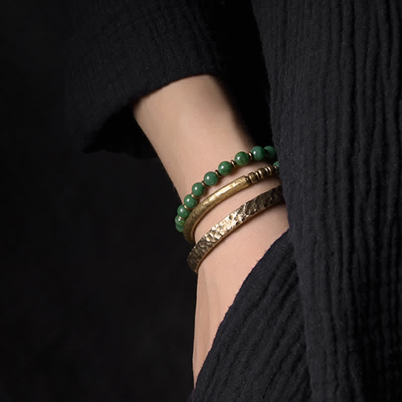 Buddha Stones Simple Design Copper Wealth Cuff Bracelet Bracelet Bangle BS 4