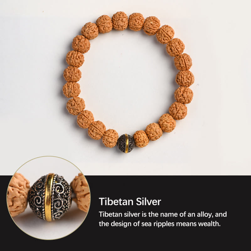 Buddha Stones Tibet Rudraksha Bodhi Seed Wealth Auspiciousness Bracelet Bracelet BS 2