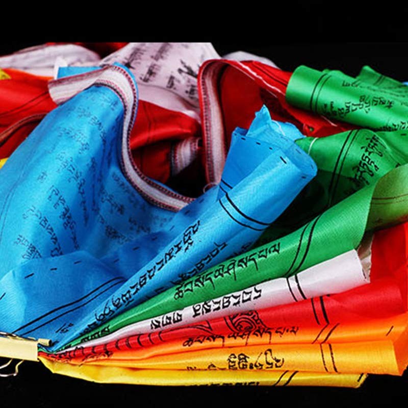Buddha Stones Tibetan Blessing Outdoor 25 Pcs Triangle Prayer Flag Decoration Decorations buddhastoneshop 2