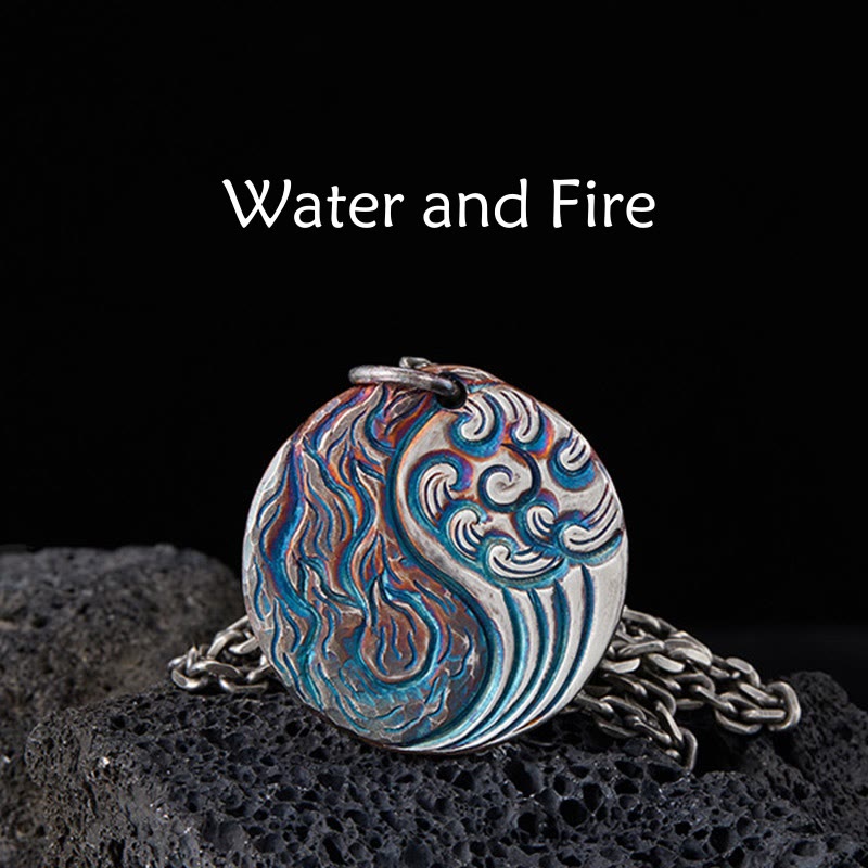 Buddha Stones 990 Sterling Silver Yin Yang Water and Fire Balance Necklace Pendant Necklaces & Pendants BS 990 Sterling Silver