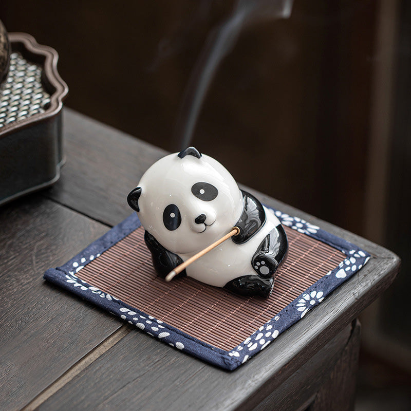 Lovely Cat Panda Ceramic Blessing Incense Burner Decoration Incense Burner BS Panda Incense Holder