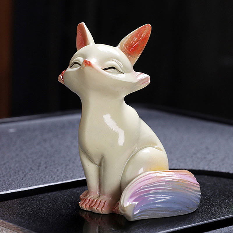 Buddha Stones Color Changing Small Cute Fox Tea Pet Resin Home Figurine Decoration Decorations BS No Color Change 1Pc Sitting Fox 6.7*5.9*8.7cm