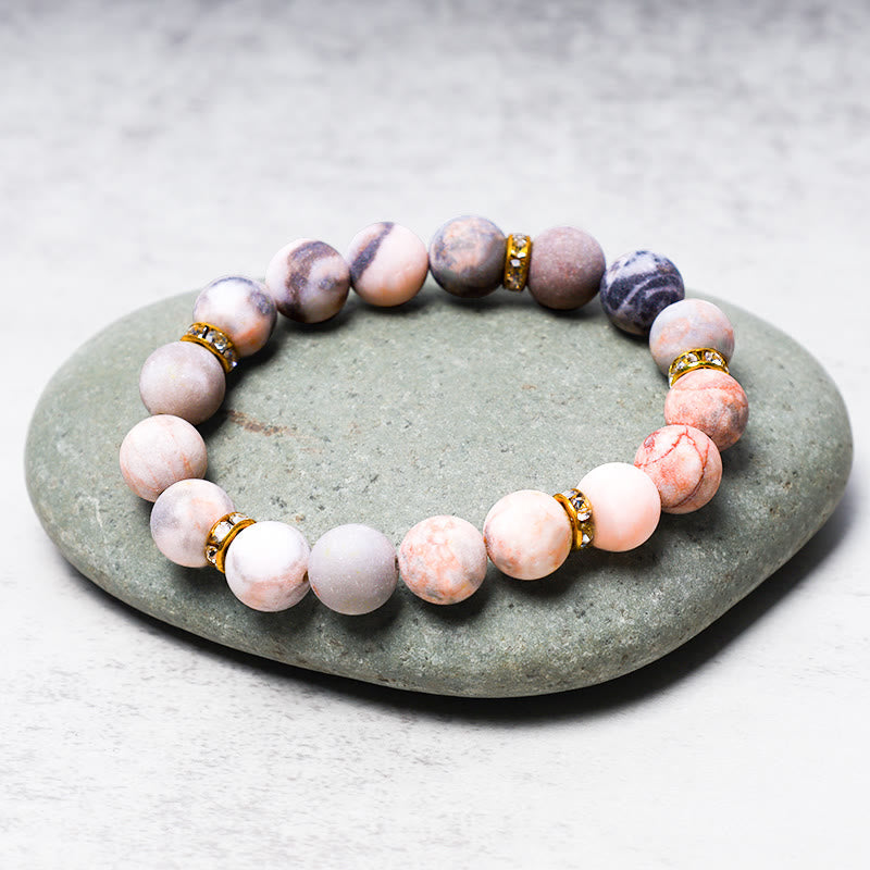 Buddha Stones Anxiety Stress Healing Crystal Zebra Jasper Bead Bracelet Bracelet BS 2