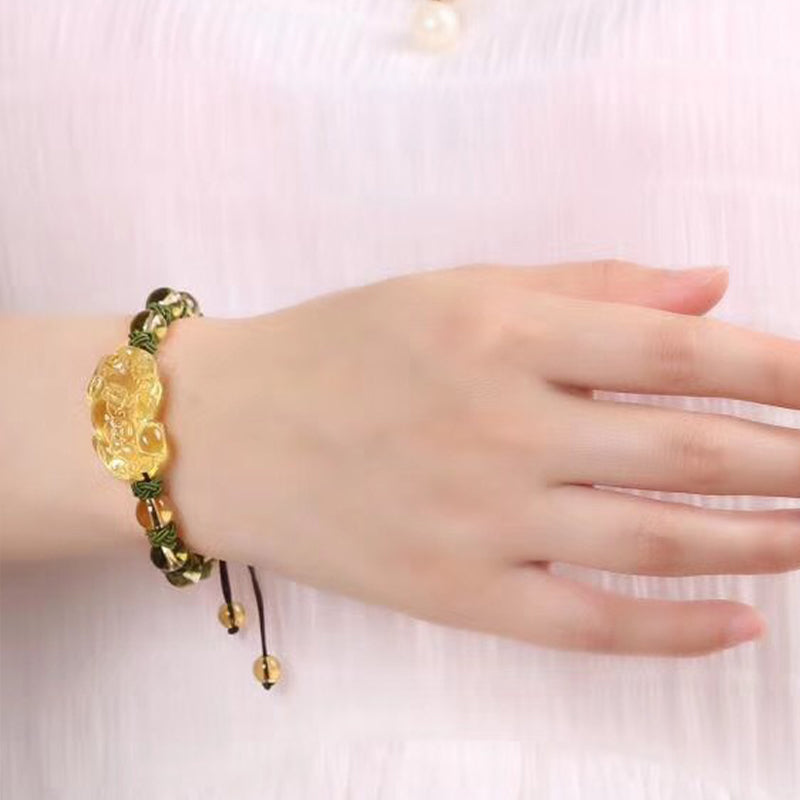 Bracelet de protection de richesse Foviel en citrine naturelle Pixiu