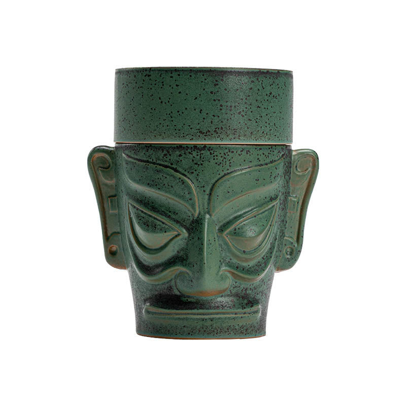 Buddha Stones Bronze Age Relics Sanxingdui Mask Three Star Mound Ceramic Healing Incense Burner Incense Burner BS 12