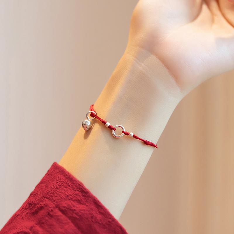 Buddha Stones 925 Sterling Silver Lucky Fortune Peace Joy Lotus Peace Buckle Red String Bracelet Bracelet BS 21