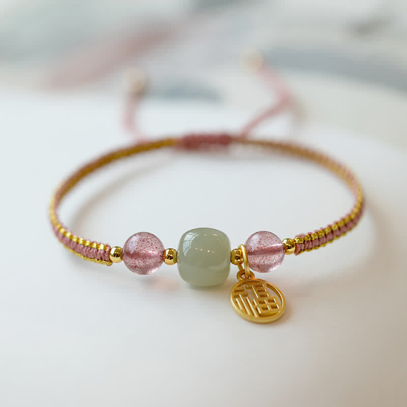 Buddha Stones Red Agate Jade Lotus Confidence Calm String Bracelet Bracelet BS Jade