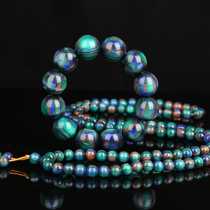 Buddha Stones Colorful Sea Willow Mala Positive Bracelet Ring Bracelet BS 3