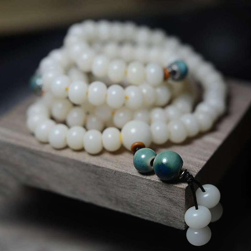 Buddha Stones 108 Mala Beads Bodhi Seed Keep Away Evil Spirits Calm Bracelet Mala Bracelet BS 6