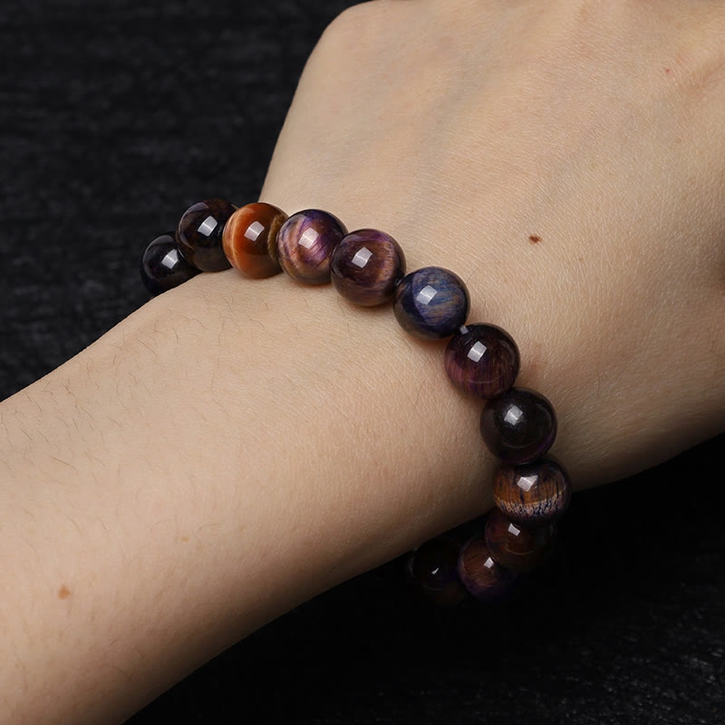 Foviel Natürliche lila Tiger Augenschutz Kraft Armband