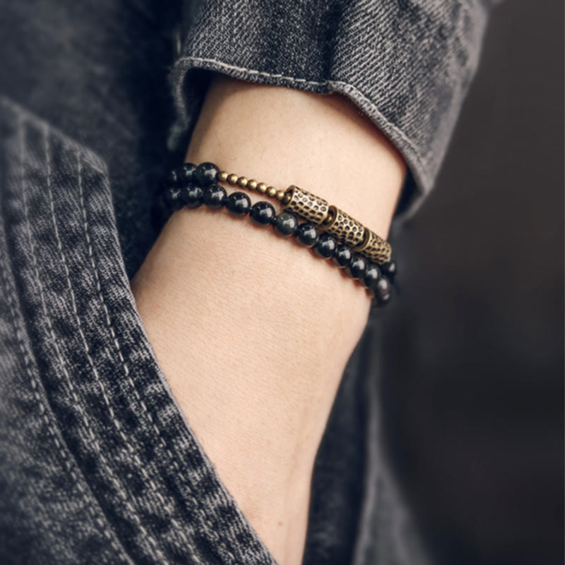 Buddha Stones Rainbow Obsidian Copper Love Double Wrap Bracelet Bracelet BS 2