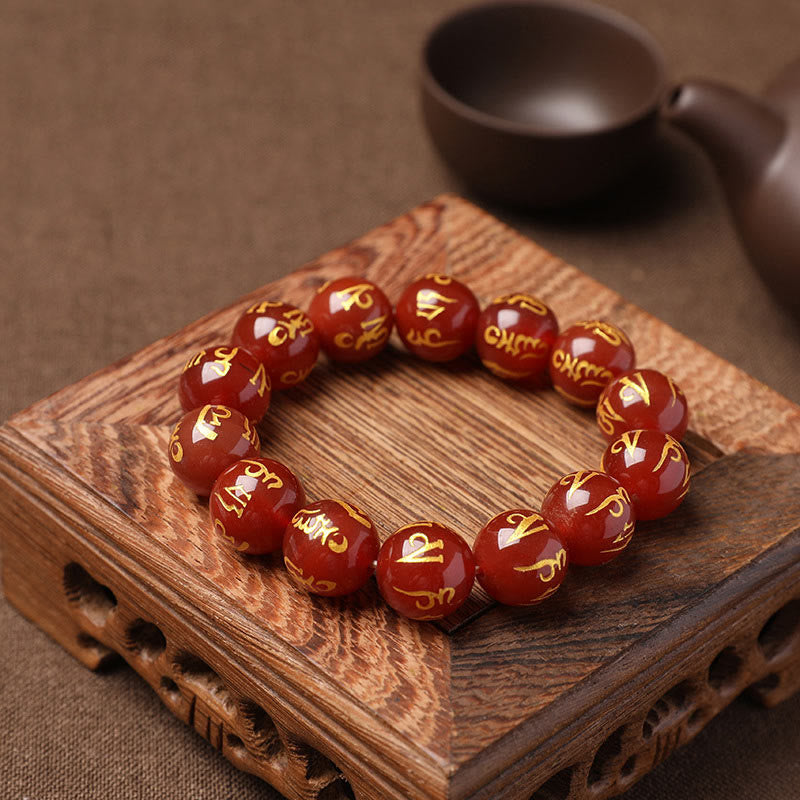 Buddha Stones Tibet White Crystal Black Onyx Om Mani Padme Hum Meditation Bracelet Bracelet BS 27