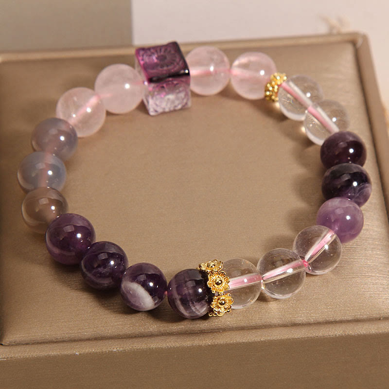 Buddha Stones Natural Amethyst Pink Crystal Inner Peace And Healing Bracelet Bracelet BS 3