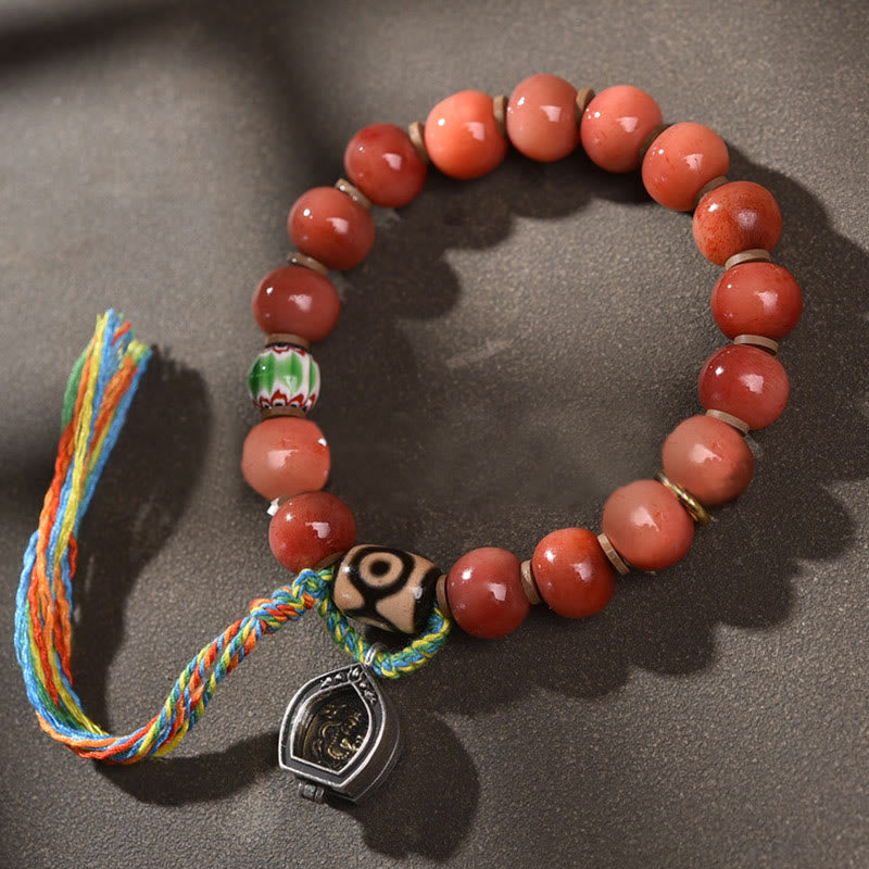 Buddha Stones Tibetan Natural Camel Bone Dzi Bead Bodhi Seed Charm Luck Bracelet Bracelet BS Camel Bone&Dzi Bead(Wrist Circumference 15-16cm)