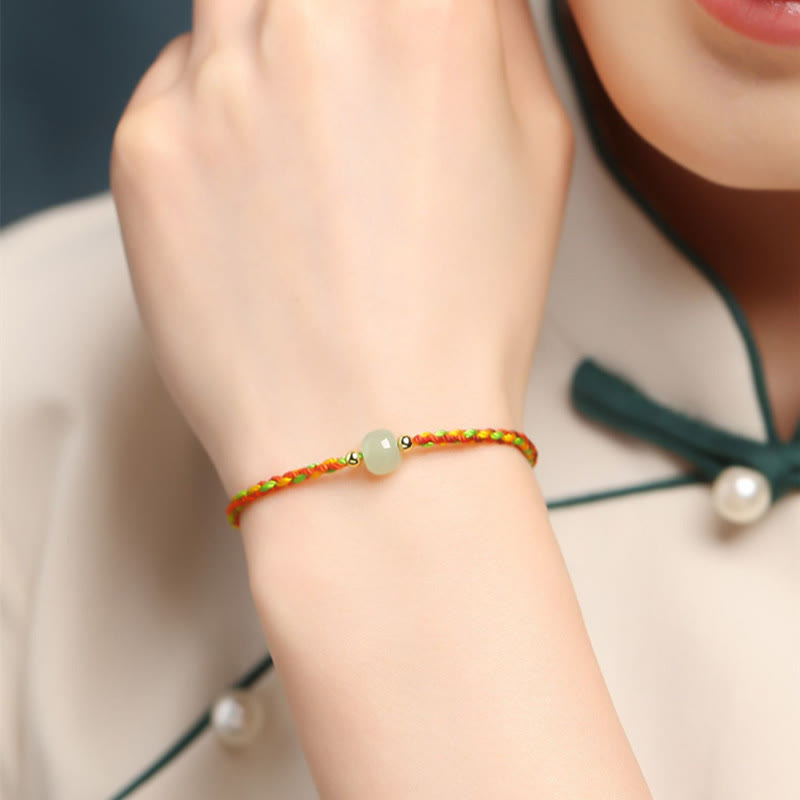 Buddha Stones Colorful Rope Luck Jade Bead Abundance Bracelet Bracelet BS 2