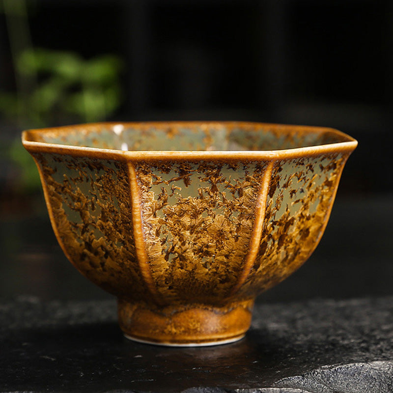 Buddha Stones Colorful Brown Ceramic Teacup Kung Fu Tea Cup Bowl Cup BS 8.9cm*5.3cm*120ml Without Gift Box