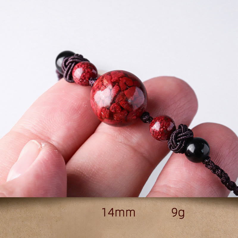 Buddha Stones Natural Cinnabar Stones Bead Blessing Necklace Pendant Necklaces & Pendants BS 1