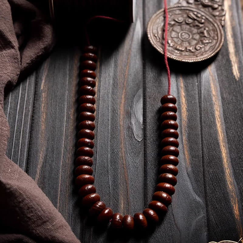 Buddha Stones Natural Tibet 108 Mala Beads Purple Bodhi Seed Hetian Cyan Jade Copper Dorje Peace Bracelet Mala Bracelet BS 18