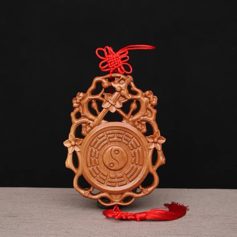 Buddha Stones Feng Shui Bagua Map Peach Wood Chinese Knotting Balance Energy Map Bagua Map BS 18*13.6cm