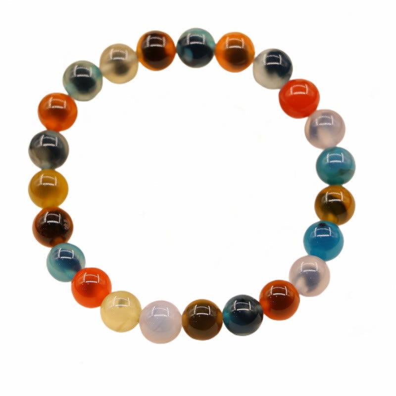 Buddha Stones Colorful Candy Agate Healing Strength Bead Bracelet Bracelet BS 19