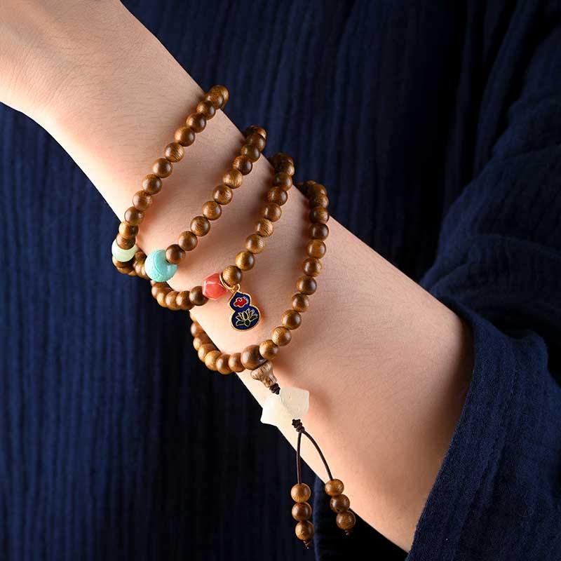 Buddha Stones Tibetan Rosewood Protection Calm Bracelet Mala Mala Bracelet BS 5