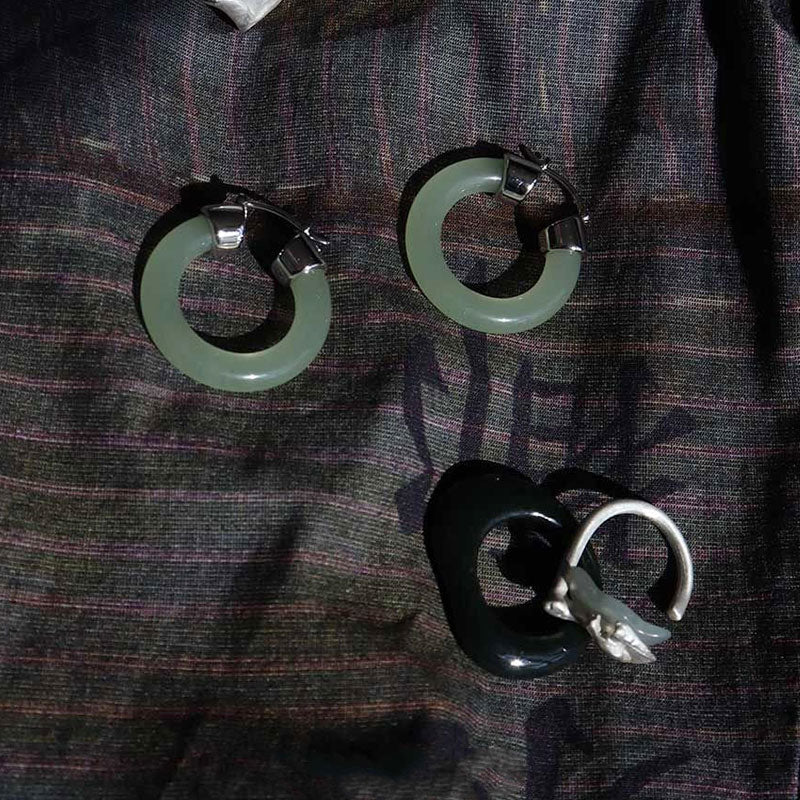 Buddha Stones Round Jade White Jade Prosperity Earrings Earrings BS 6