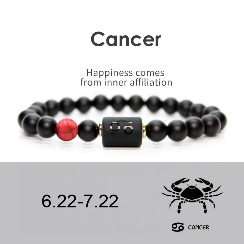 Buddha Stones 12 Constellations of the Zodiac Black Onyx Adjustable Bracelet Bracelet BS Cancer