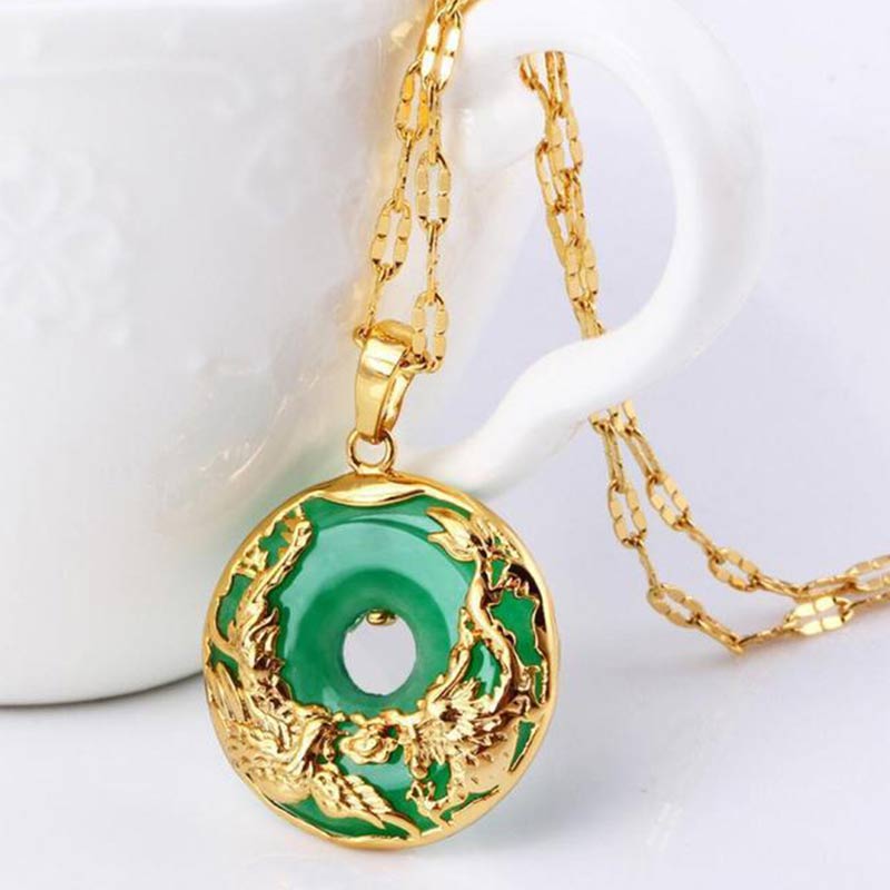 Collier de prospérité en jade naturel Foviel