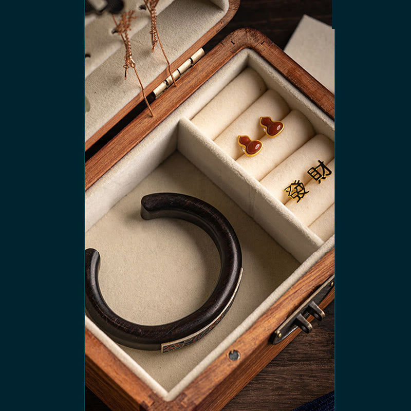 Buddha Stones Retro Handmade Floral Pattern Rosewood Jewelry Storage Box Lockable Wooden Gift Organizer Box Jewelry Storage Box BS 11