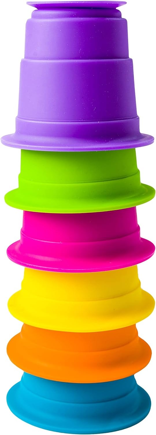 Fidtoy Colorful Soft Rubber Stacking Cups 6-Piece Baby Bath Toy for Early Learning