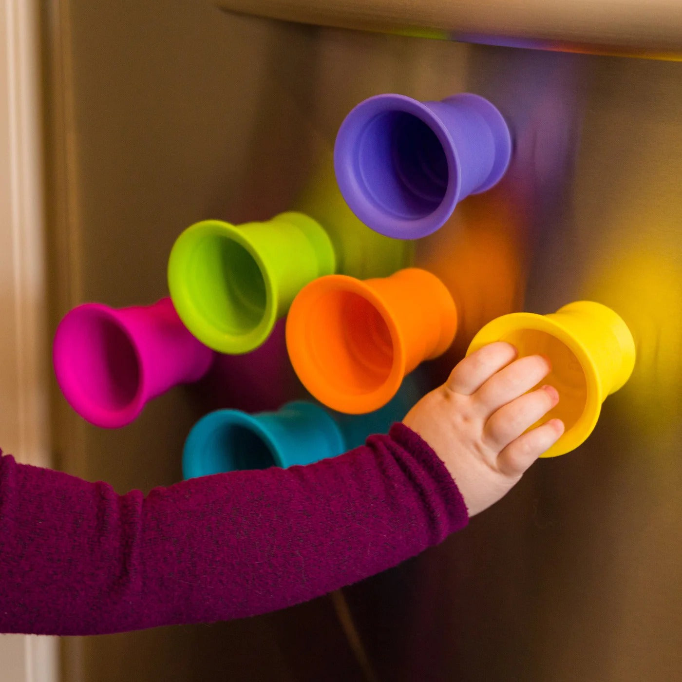 Fidtoy Colorful Soft Rubber Stacking Cups 6-Piece Baby Bath Toy for Early Learning