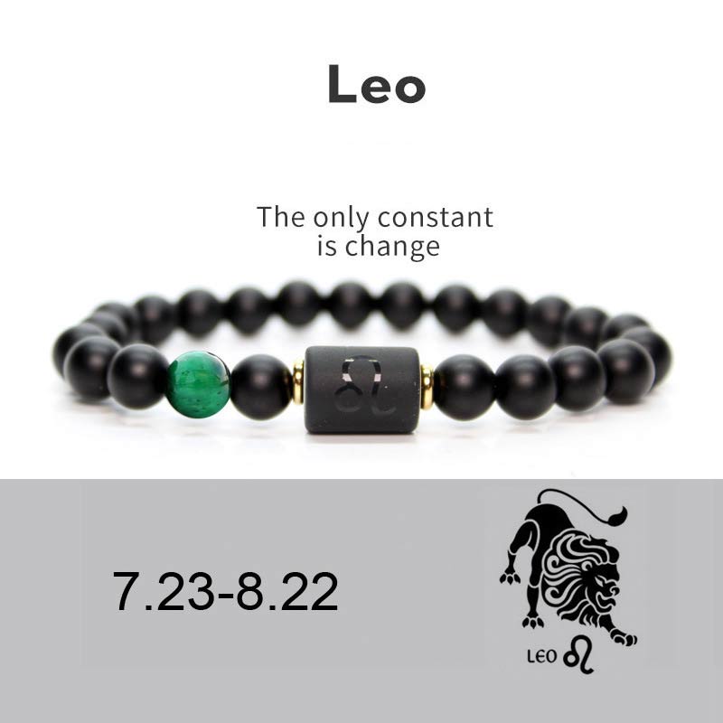 Buddha Stones 12 Constellations of the Zodiac Black Onyx Adjustable Bracelet Bracelet BS Leo