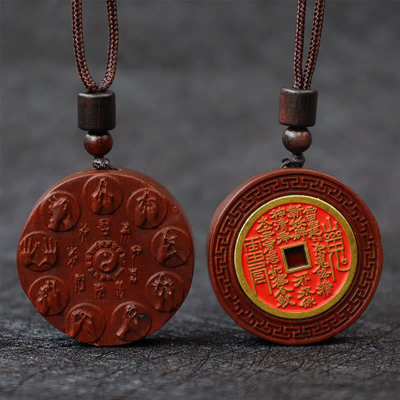 Buddha Stones Lightning Struck Jujube Wood Yin Yang Bagua Mountain Ghosts Spend Money Protection Necklace Pendant 2