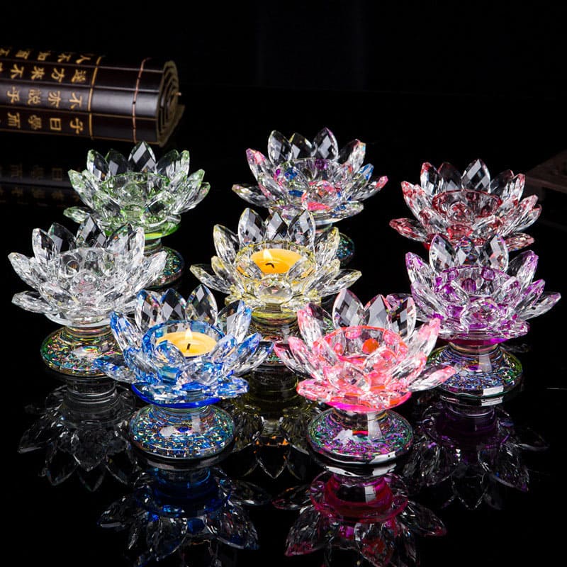 Buddha Stones Tibetan Lotus Candlestick Ornament Decoration BS main